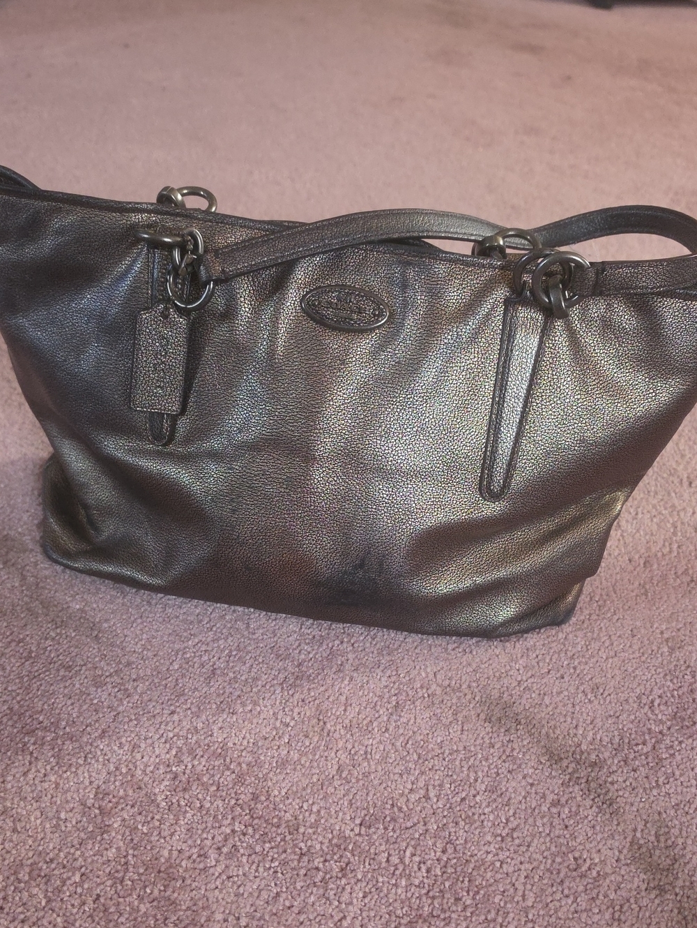 Coach Metallic Bronze Pebbled Leather Tote